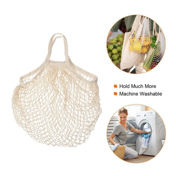 2x Uxcell Uxcell Cotton Mesh Bag, 15x13.8" Reusable Mesh Net String Grocery Bags - Picture 5 of 8